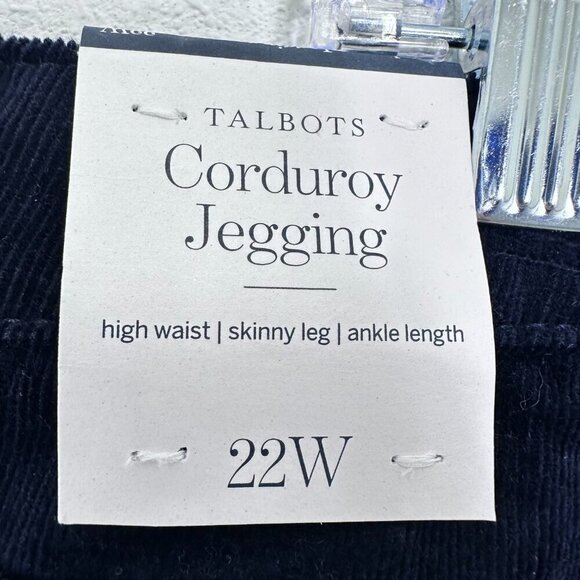 Talbots Navy High Rise Corduroy Jegging NWT Size 22W Casual Fall Cozy - Picture 4 of 9